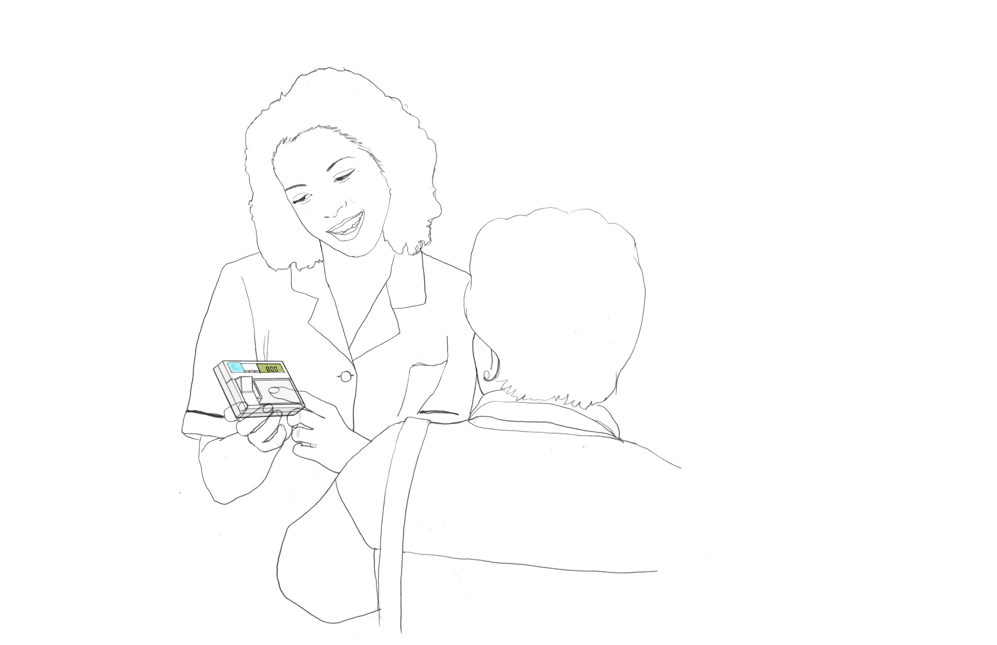 pharmacist and patient illustration